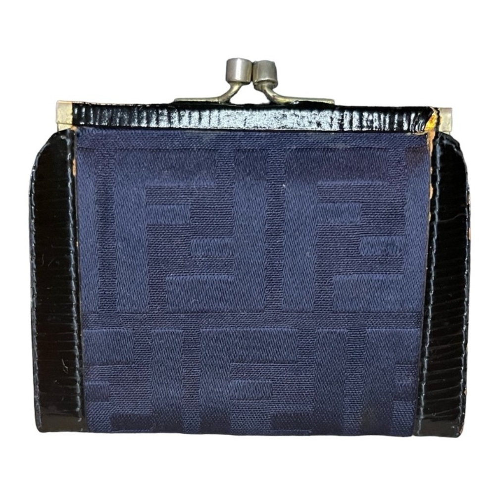 Vintage Fendi Coin purse in deep navy blue- EUC Rare Find